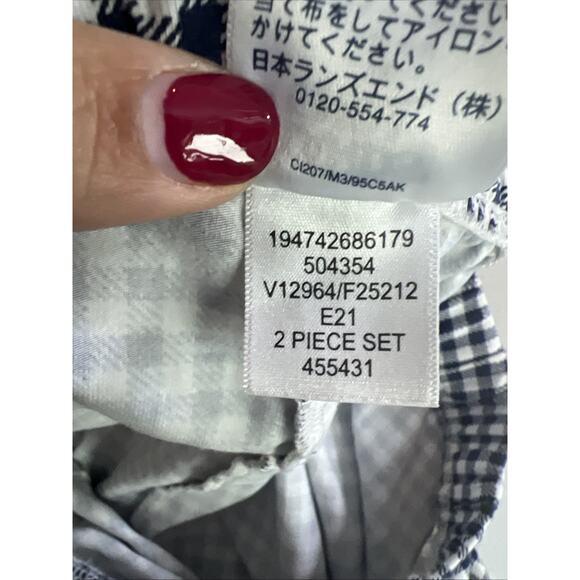 Lands End 1X Pajama Set Womens XL Long Sleeve Pullover Elastic Blue check 16 18w - Picture 9 of 13